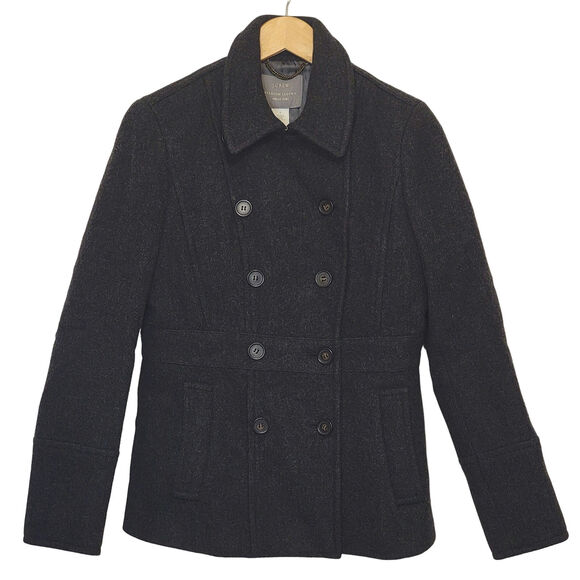 J Crew Stadium Cloth by Nello Gori Peacoat Double Breasted Wool Gray Size 4 - Picture 5 of 16